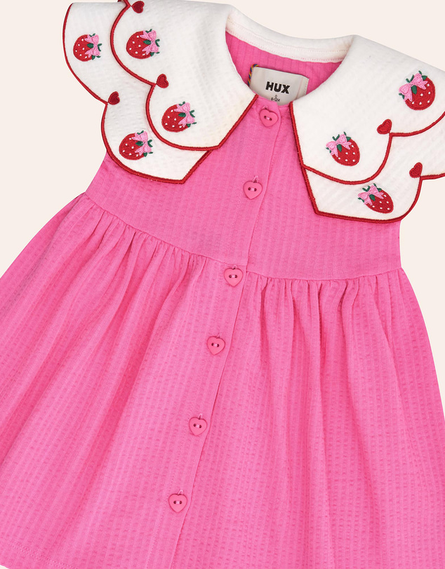 Huxbaby - Berry Sweet Seersucker Emb Collar Dress - ICONIC EXCLUSIVE - Babies-Teens