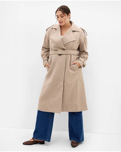 City Chic - Plus size Nadia Trench - caramel