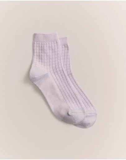 Trenery - Textured Grid Crew Sock in Orchid