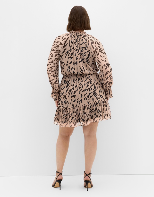 City Chic - Plus size Rhea Animal Print Mini Dress - stone