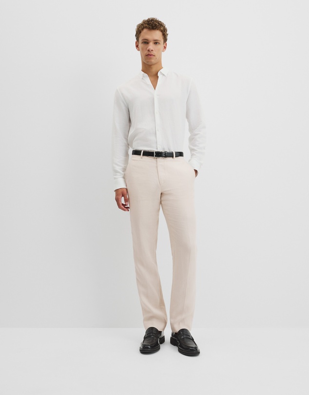 Country Road - Long Sleeve Slim Linen Cotton Shirt