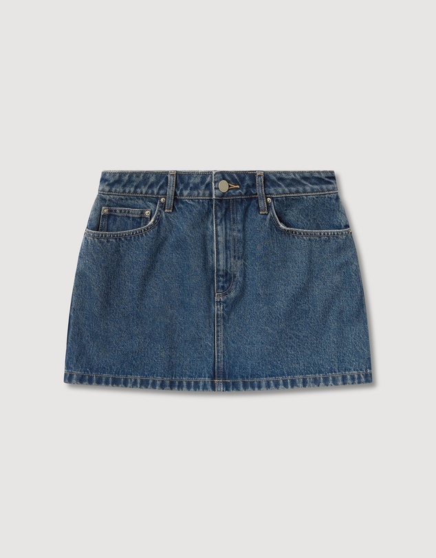 Revibe - Repaired Assembly Label Cotton Denim Womens Skirts