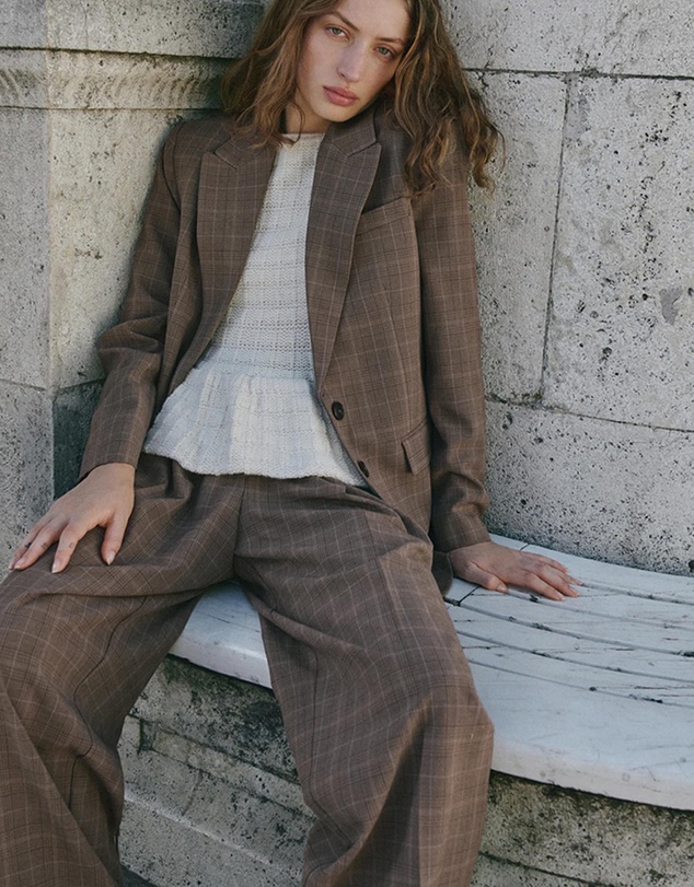 M.N.G - Wide-Leg Check Suit Trousers