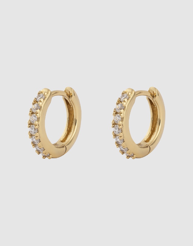 Wanderlust + Co - Classic Pave Gold 7mm Baby Huggie Earrings