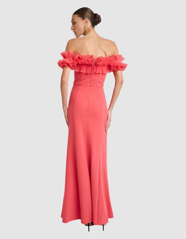 Romance by Honey and Beau - Trevia Frill Neckline Midi Dress