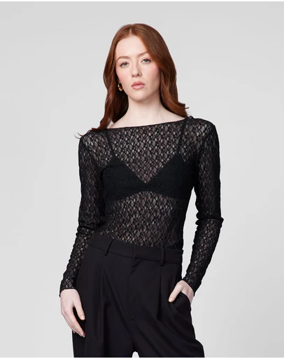 MVN - Tell Me More Lace Long Sleeve Top