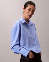 Calvin Klein - Poplin Relaxed Cropped Button-Down Shirt