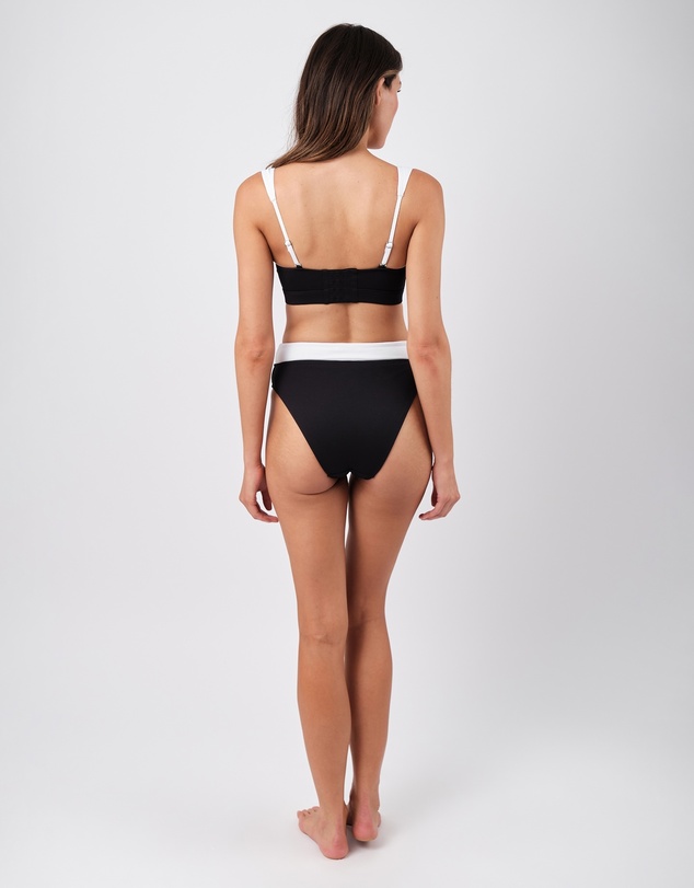 UNE PIECE - Textured High-Cut High-Waisted Bikini Bottom