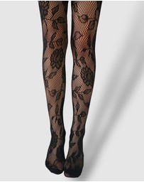 High Heel Jungle - Shadow Bloom Floral Fishnet Tights