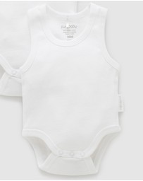 Purebaby - Rib Bodysuit 2 pack-Babies