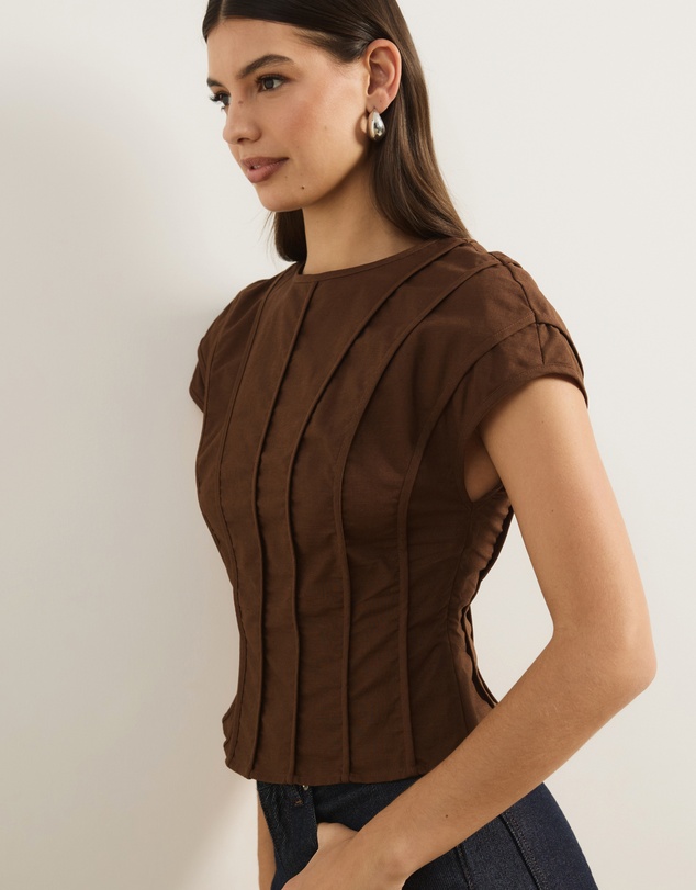 Atmos&Here - Ada Panelled Linen Blend Top