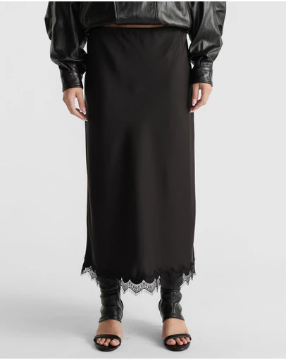 Decjuba - Penny Lace Trim Maxi Skirt