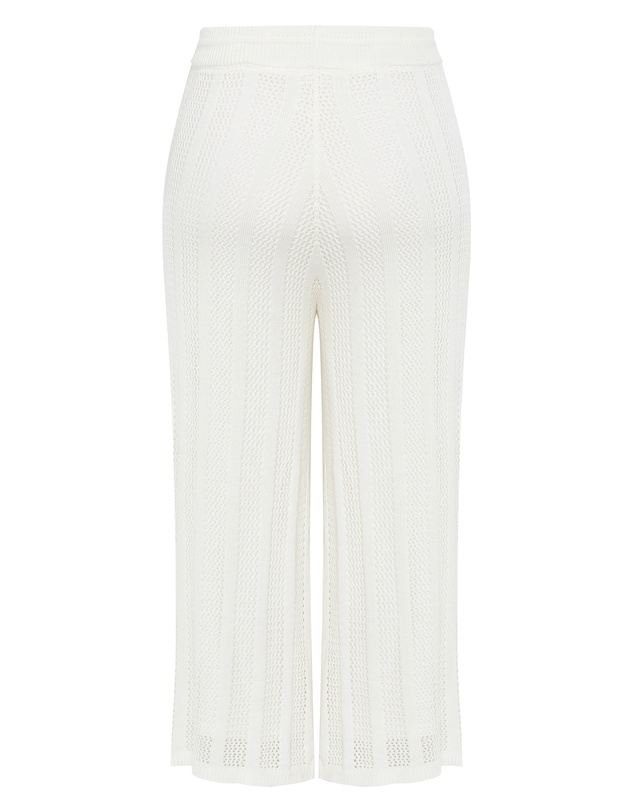 City Chic - Plus size Crochet Wide Leg Pant - creme
