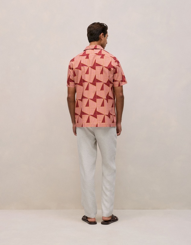 Trenery - Escher Camp Collar Shirt in Crimson