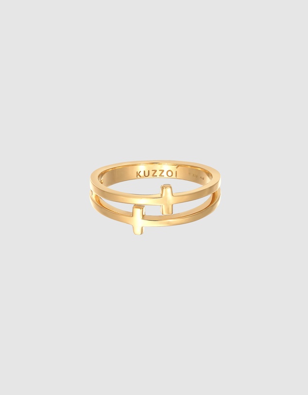 Kuzzoi - ICONIC EXCLUSIVE - Cross Band Ring in Gold-Plated 925 Sterling Silver