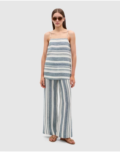 Seed Heritage - Linen Striped Waisted Pant