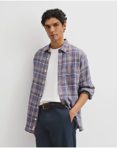 Country Road - Regular Fit Linen Check Shirt