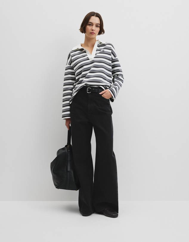 Country Road - Australian Grown Cotton Stripe Texture Rugby Sweat
