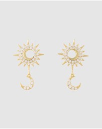 Wanderlust + Co - Sunlit Crescent Gold Drop Earrings