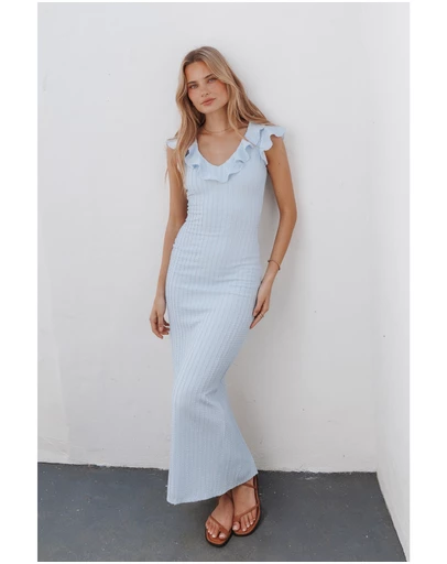 Petal & Pup - Parletto Knitted Maxi Dress - Blue