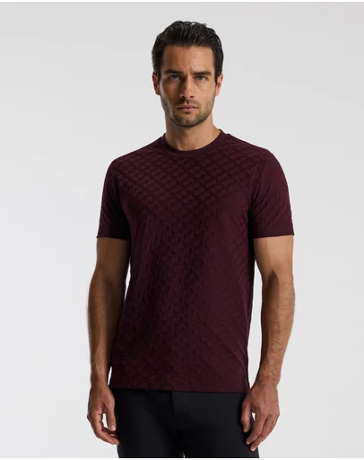 Calibre - Monogram Jacquard T-shirt Oxblood