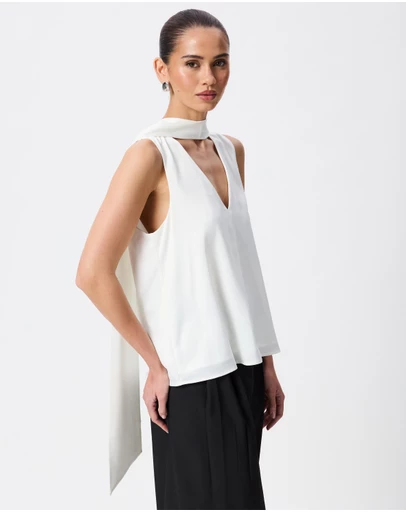 Tussah - Amelia V-Neck Scarf Satin Top