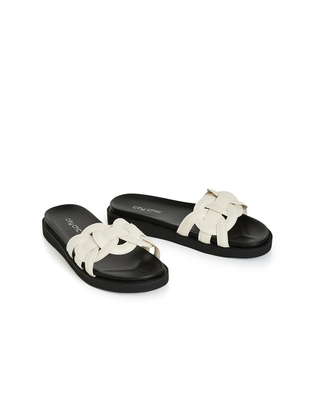 City Chic - Wide Fit Star Weave Slide