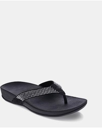 Mia Vita - Allora Toe Post Sandal - Black Rhinestone