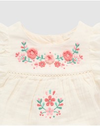 Purebaby - Embroidered Romper -Kids-Babies