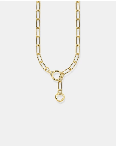 THOMAS SABO - Golden Link Necklace with Ring Clasps and Zirconia