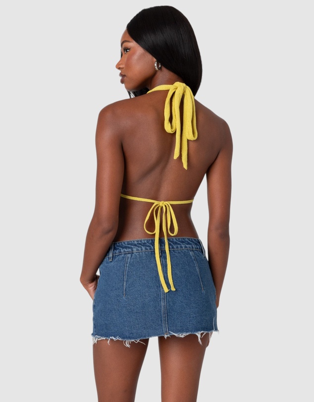 EDIKTED - Caraway Ribbed Knit Split Front Top