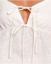 Petal & Pup - Rayma Tie Front Linen Top - White