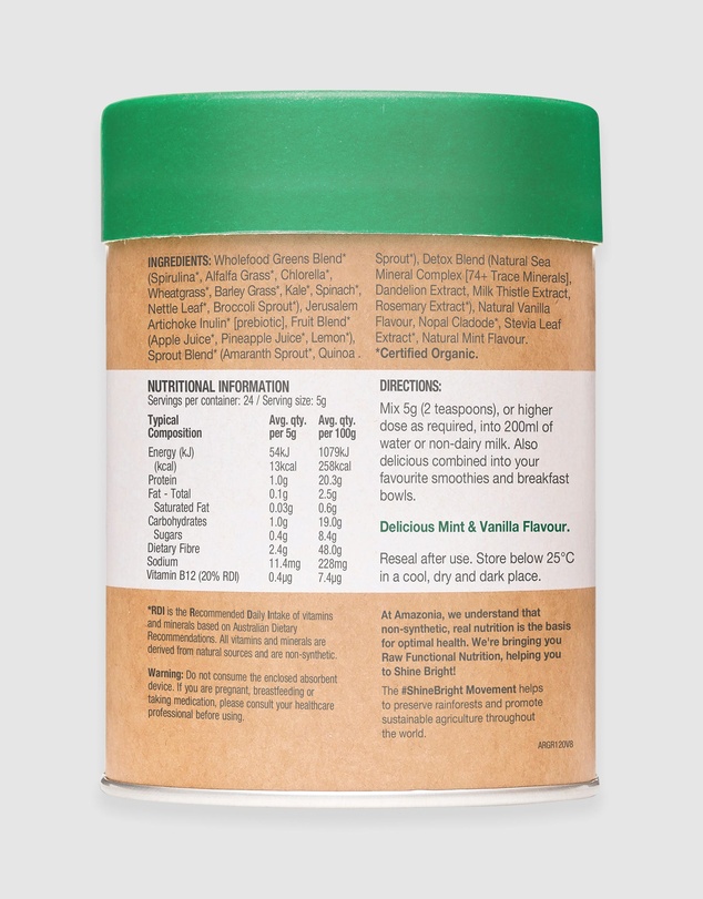 Amazonia - Raw Nutrients Greens Mint & Vanilla
