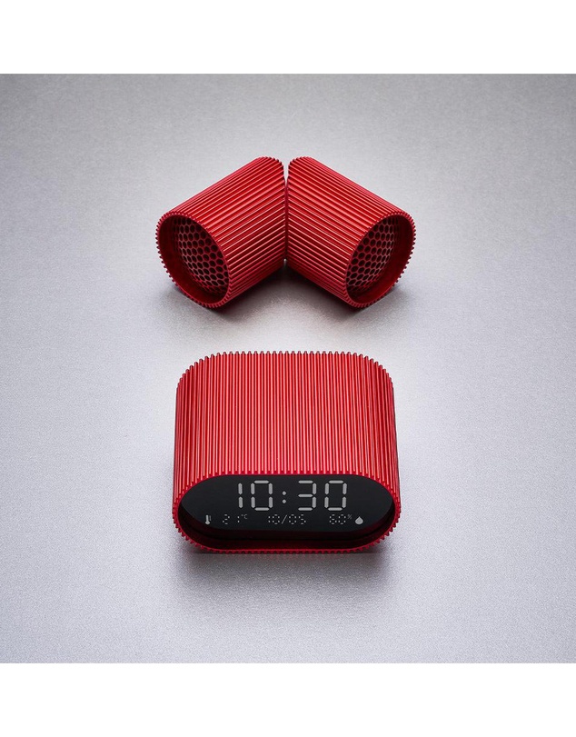 Lexon - Lexon Ray Clock Lcd Alarm Clock With Temperature / Humidity Display - Red