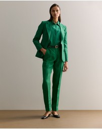 Trenery - Linen Twill Tapered Leg Trouser in Evergreen