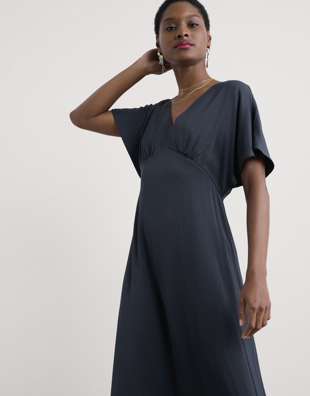 Seasalt - Seasalt Cornwall Navy Evenglow Satin Dress