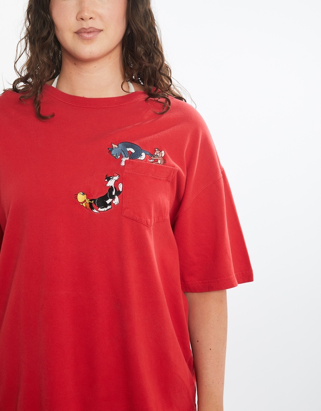 Vintage by The Real Deal - Pre Loved - Vintage 1997 Looney Tunes Cartoon x Tom and Jerry Pocket Tee