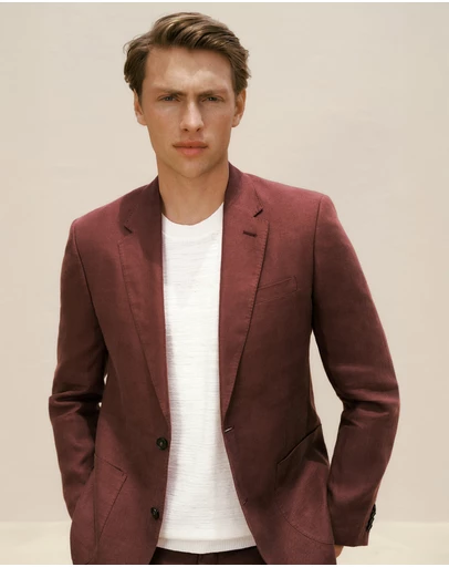 Trenery - Regular Fit Belgian Linen Blazer in Espresso