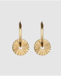 Elli Jewelry - Sunburst Charm Hoop Earrings in Gold-Plated 925 Silver - 2 in 1 Design