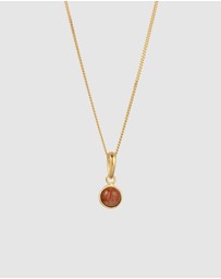 Elli Jewelry - Necklace Women Sunstone Orange 925 Sterling Silver Gold Plated