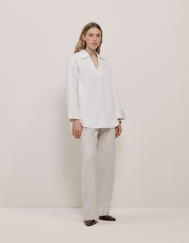 Trenery - Yarn Dyed Linen Pintucked Pant in Flax