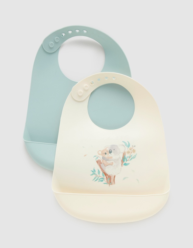 Purebaby - Silicone Feeding Bib 2 Pack- Babies