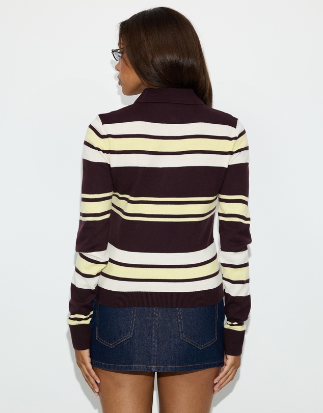 Dazie - Off Duty Striped Knit Sweater