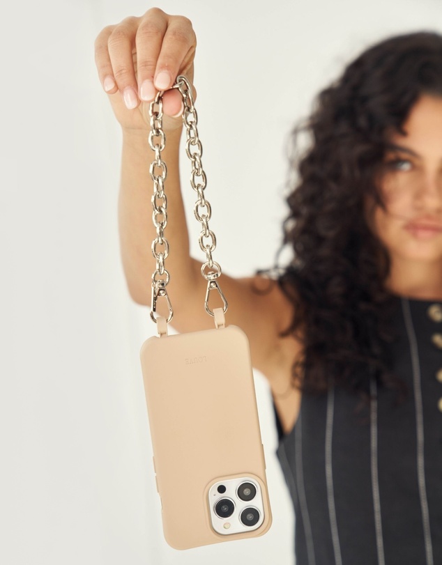 LOUVE COLLECTION - Desert Sand Phone Case + Kate Silver-Plated Wristlet