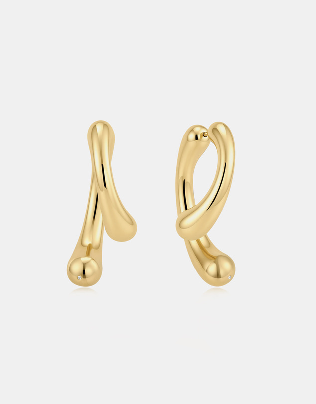 Ania Haie - Gold Sculptural Arc Hoop Earrings