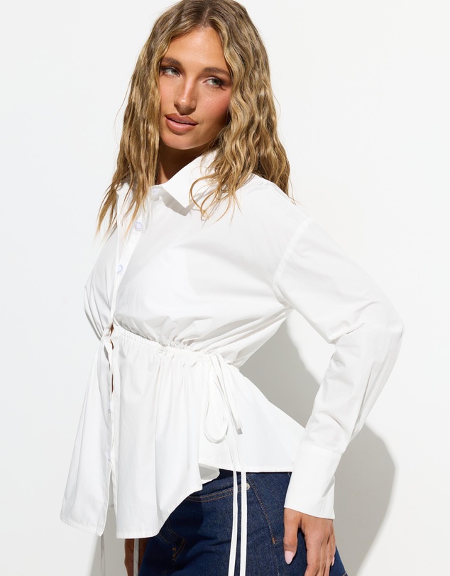 Dazie - Zoe Ruched Detail Button Shirt