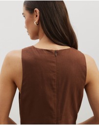 Atmos&Here - Stephanie Linen Blend Wrap Front Midi Dress