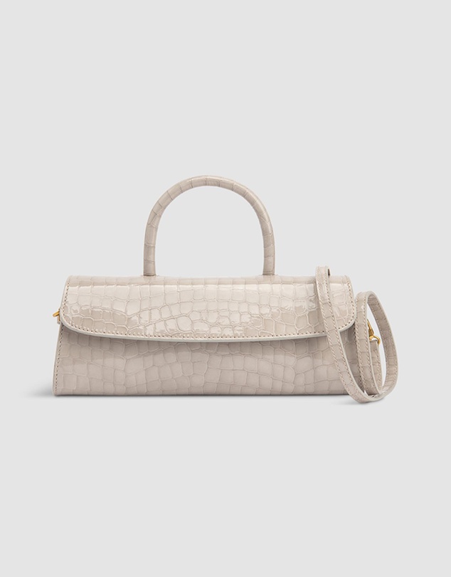 By Far - Mini Longa Croco Embossed Leather Bag