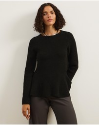 Atmos&Here - Ivy Boat Neck LS Peplum Knit Top
