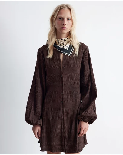 & Other Stories - Smocked Balloon-Sleeve Mini Dress